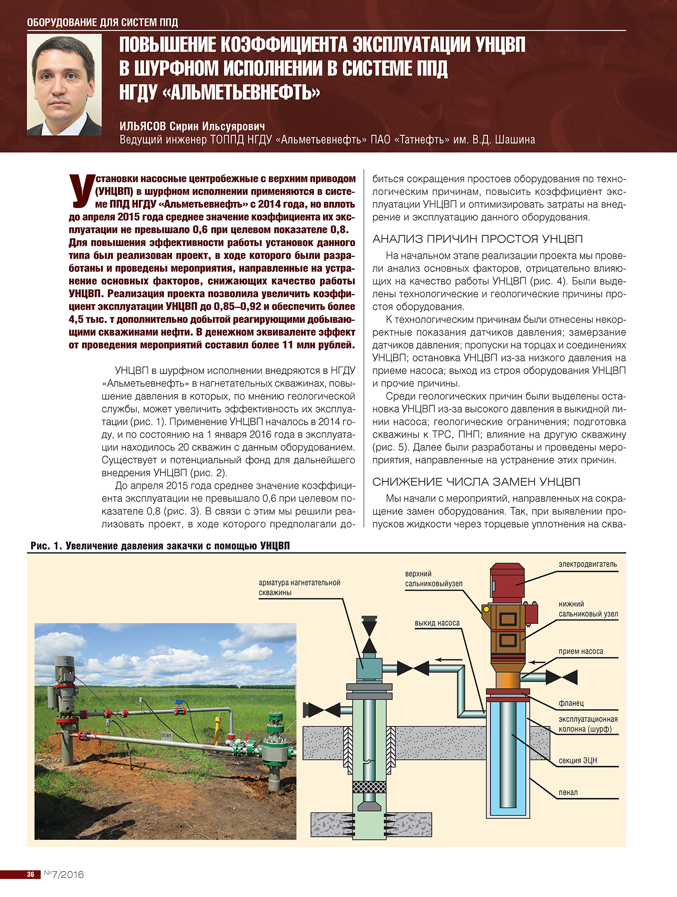 Повышение коэффициента эксплуатации УНЦВП в шурфном исполнении в системе  ППД НГДУ «Альметьевнефть»
